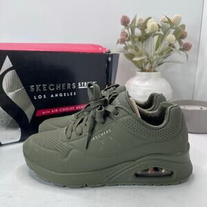 Skechers Uno Stand on Air Sneaker Air Cooled Memory Foam Olive Women's US 6.5